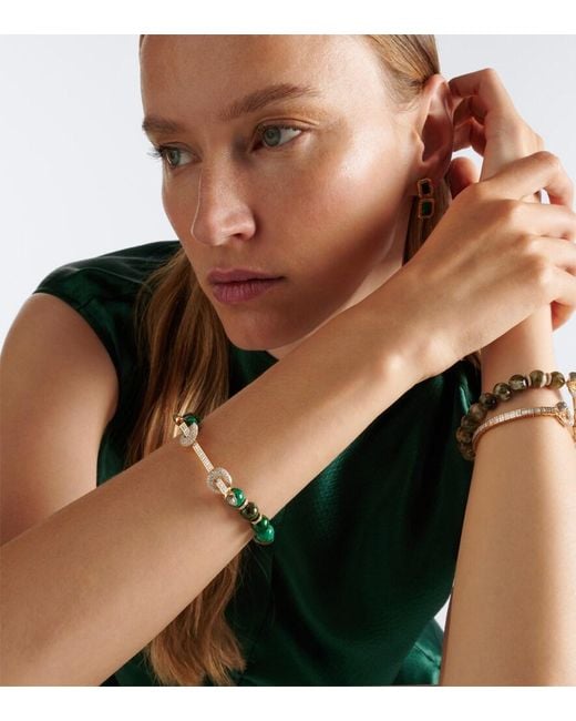 ANANYA Green Chakra 18Kt Beaded Bracelet With Gemstones