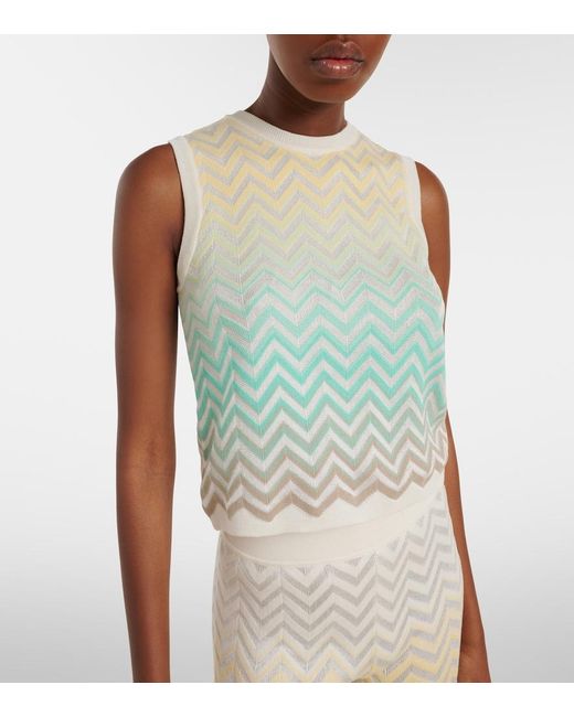 Missoni Blue Zigzag Cotton-Blend Top