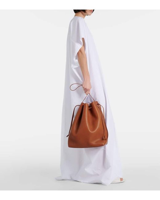 The Row Brown Belvedere Leather Bucket Bag