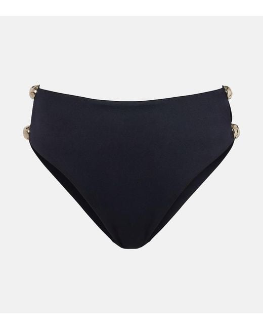 Jonathan Simkhai Blue Embellished High-Rise Bikini Bottoms
