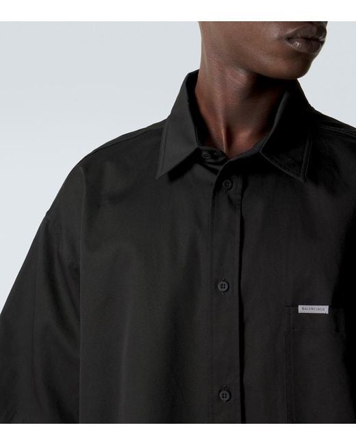 Balenciaga Black Logo Cotton Twill Shirt for men
