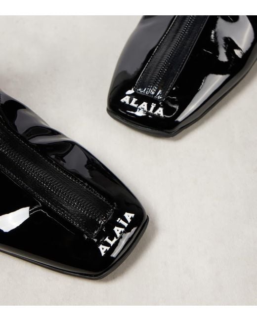 Alaïa Black Sneaker Faux Patent Leather Ankle Boots