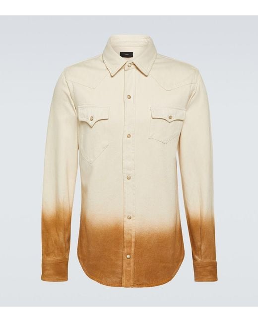 Alanui Natural Bright Hues Printed Denim Shirt for men