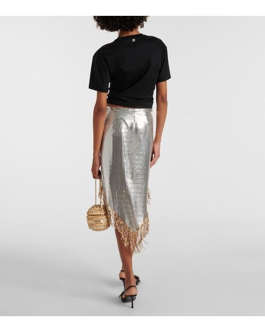 Rabanne Gray Chainmail Asymmetric Midi Skirt