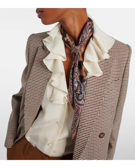 Etro Brown Rombetto Leopard-Print Silk Scarf