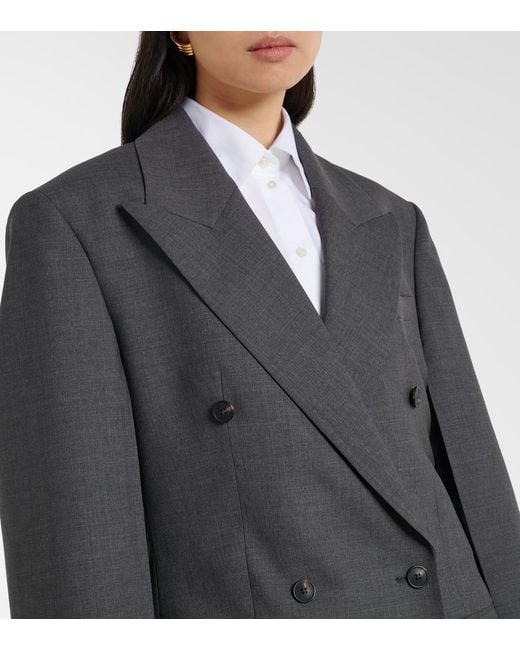 Rohe Black Double-Breasted Virgin Wool Coat