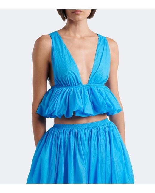 Alaïa Blue Gathered Crop Top