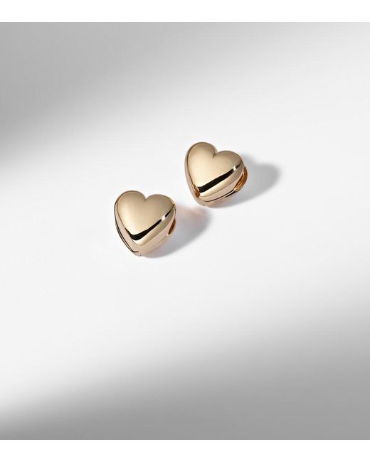 Roxanne First White Puffy Heart 14Kt Earrings