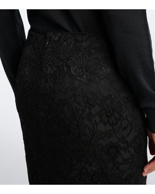 Dolce & Gabbana Black Lace Midi Skirt