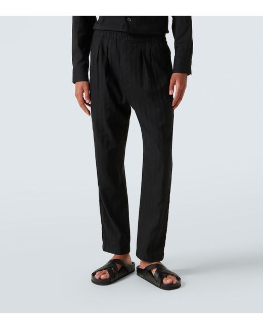 Tom Ford Blue Striped Cotton And Silk Straight Pants for men
