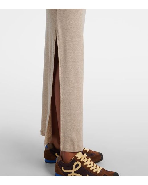 LOEWE Logo cotton and wool maxi skirt マキシ スカート ロゴ Loewe Logo Cotton And Wool Maxi Skirt in Natural | Lyst