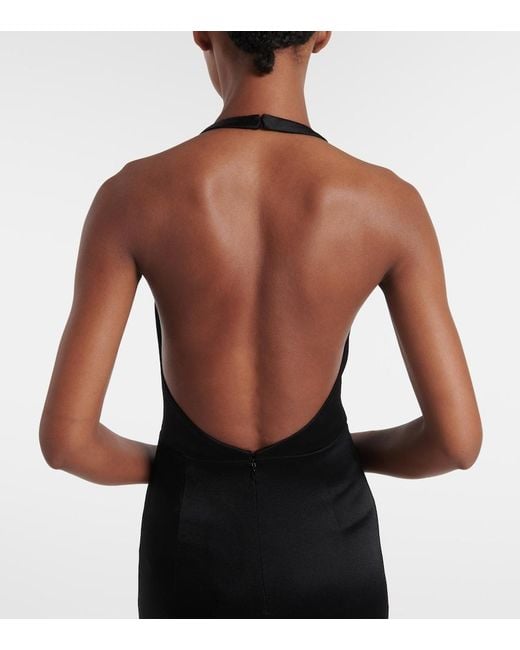 Givenchy Black Satin-Crepe Halterneck Gown