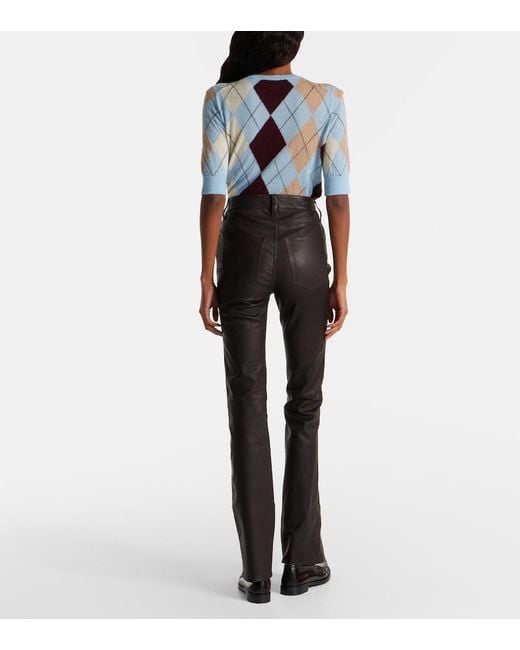 FRAME Black Reboot Crop Leather Bootcut Pants