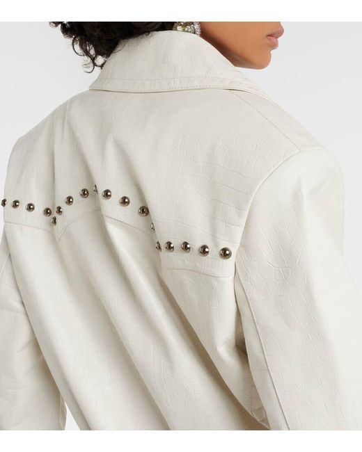 Alessandra Rich White Croc-Effect Leather Jacket