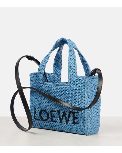 Paula's Ibiza Mini ロゴ ラフィア ショッパー Loewe Paula's Ibiza Mini Logo Raffia Shopper in Blue | Lyst