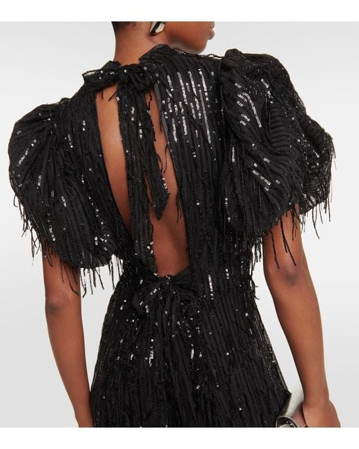 Rotar El Vestido Midi De Lentejuelas Fruncido ROTATE BIRGER CHRISTENSEN de color Black