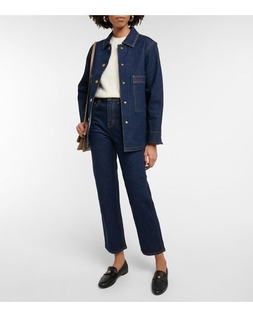 Tory Burch Blue High-rise Straight-leg Jeans