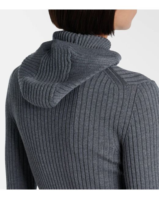 Miu Miu Gray Ribbed-Knit Wool Sweater