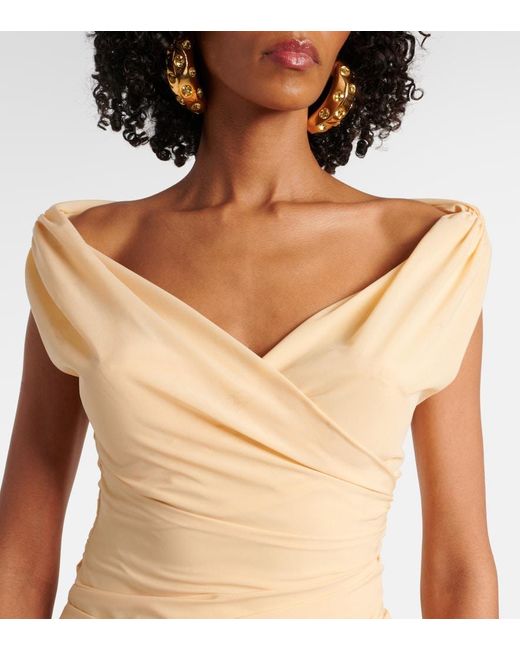 Jacquemus Natural La Robe Rita Gathered Jersey Mini Dress