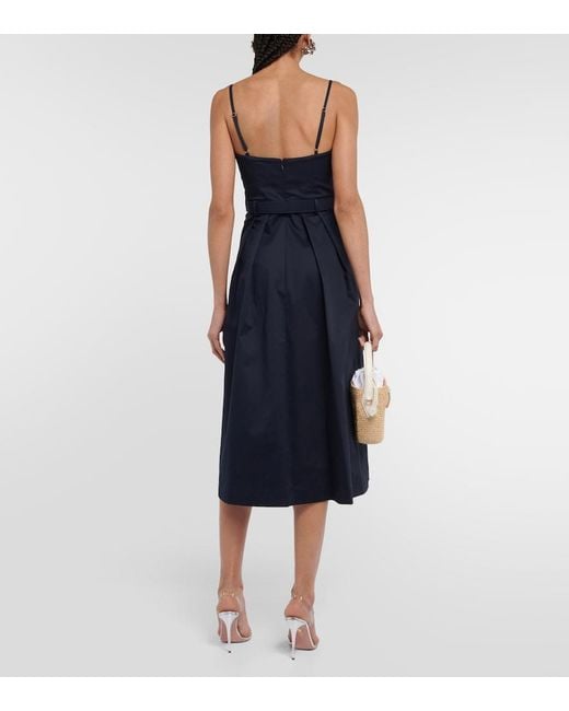 Carolina Herrera Blue Belted Cotton-Blend Midi Dress