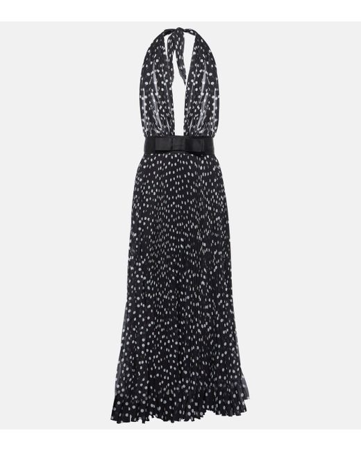 Dolce & Gabbana Black Polka-dot Chiffon Midi Dress