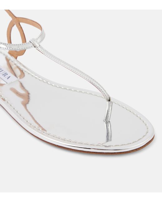 Aquazzura White Almost Bare Metallic Thong Sandals