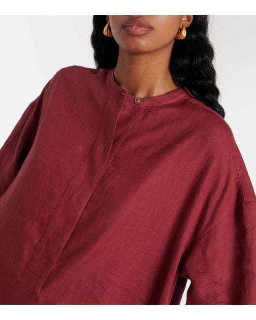 Loro Piana Red Lindsie Linen Kaftan