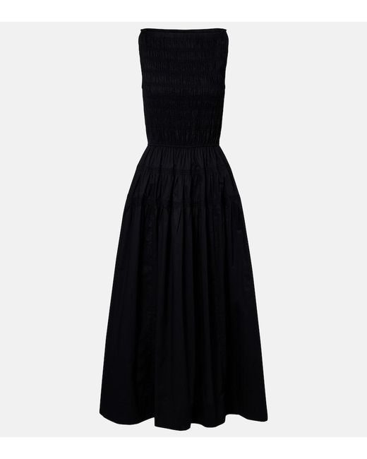 Doen Black Melie Cotton Poplin Midi Dress
