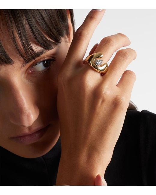 YEPREM White Ring Golden Strada Aus 18Kt Gelbgold Mit Diamanten