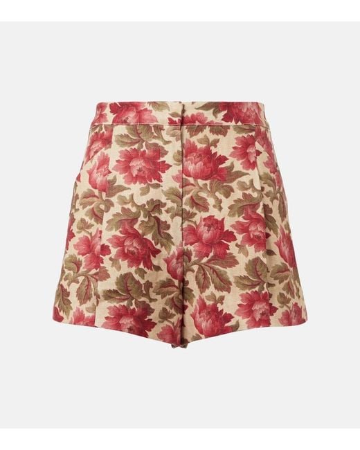 Posse Red Rosalie Floral Linen Shorts