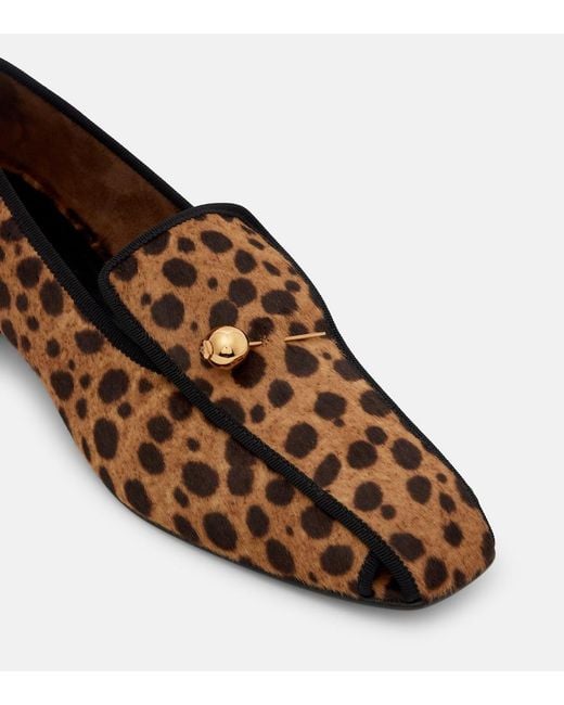 Herbert Levine Brown Showtime Leopard-Print Calf Hair Loafer Pumps