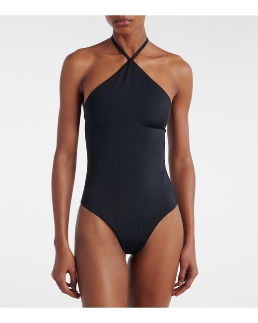Jacquemus Blue Bastide Halterneck Swimsuit