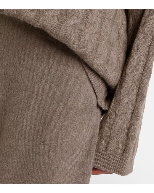 Lisa Yang Brown Seymour Cable-Knit Cashmere Sweater