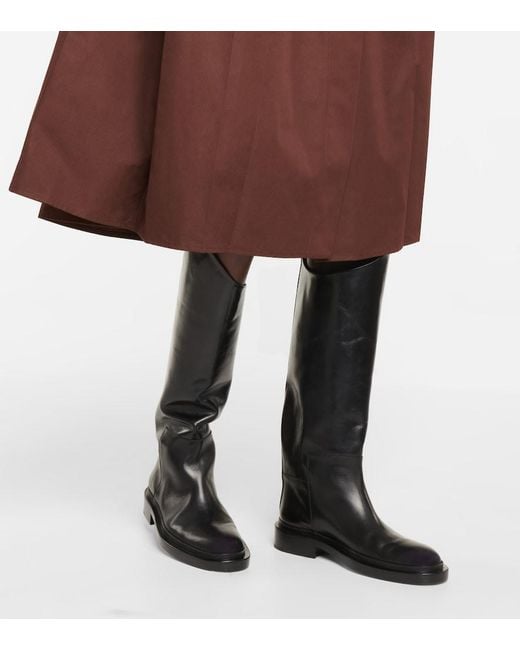 Jil Sander Blue Leather Riding Boots