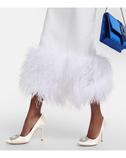 Manolo Blahnik White Bridal Pumps Hangisi 105 Aus Satin Mit Kristallen