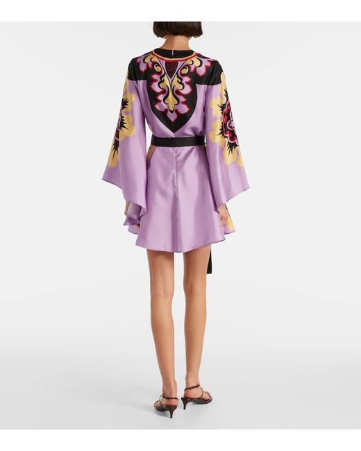 LaDoubleJ Purple Minikleid Magnifico Placee Aus Seiden-Twill
