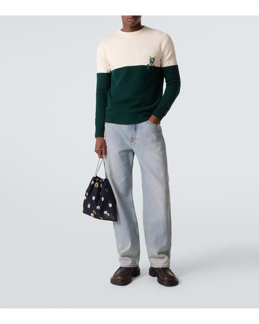 Loewe Blue X Louis Wain Leather-Trimmed Cotton Pouch for men