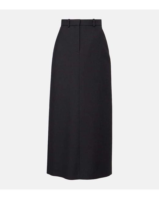 The Row Black Roux Wool And Silk Maxi Skirt