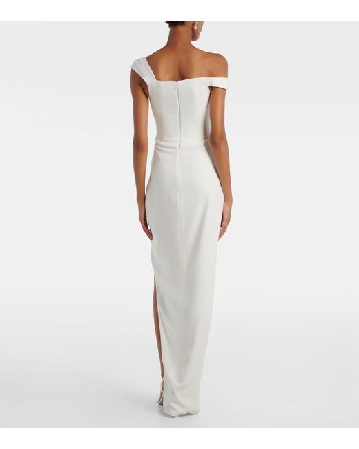 Alex Perry White Bridal Off-Shoulder-Robe Aus Crepe