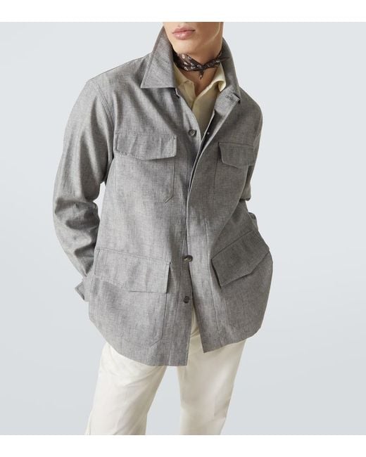 Dunhill Gray Linen Field Jacket for men