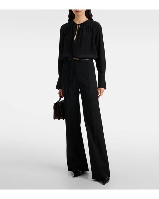Victoria Beckham Black Schluppenbluse Aus Seide
