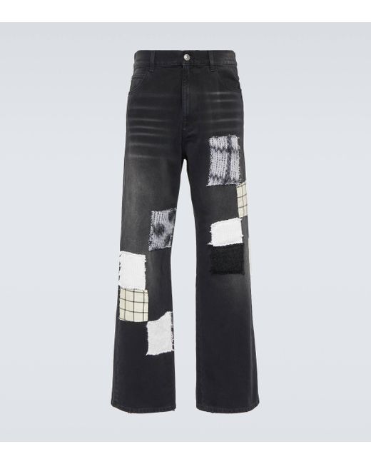 Marni Black Patch-applique Wide-leg Jeans for men