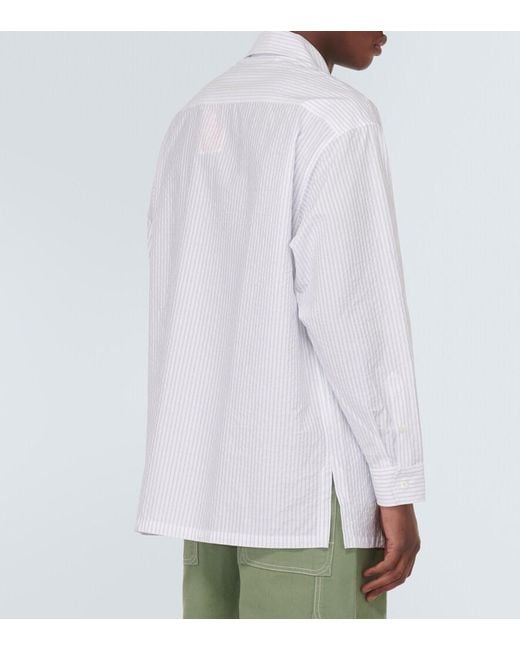 KENZO White Pinstriped Cotton Poplin Shirt for men