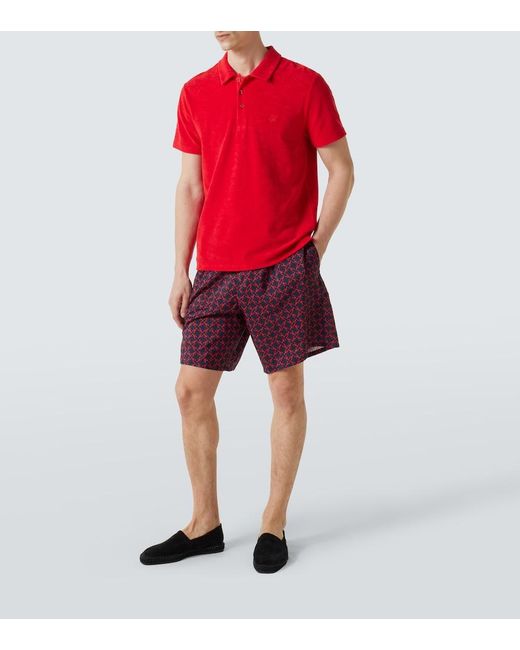 Vilebrequin Red Cotton-Blend Terry Polo Shirt for men