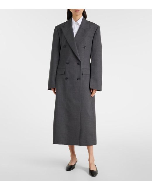 Rohe Black Double-Breasted Virgin Wool Coat