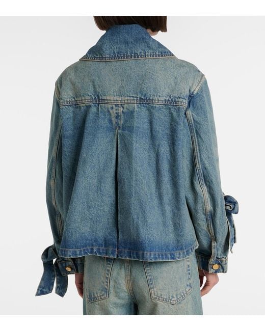 Ganni Blue Bow-Detail Denim Jacket