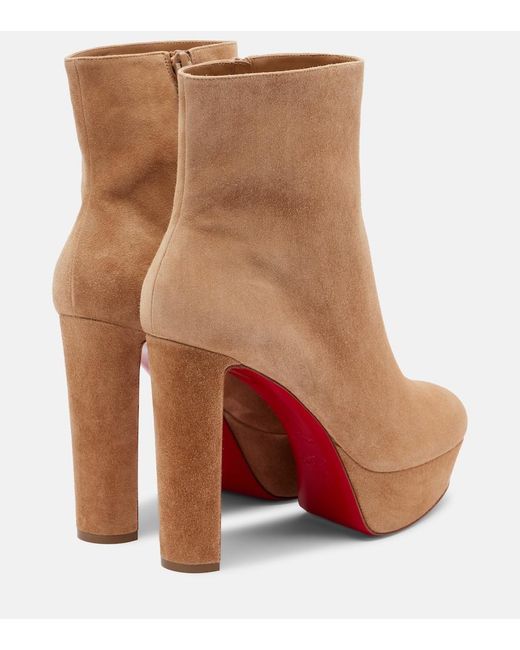 Christian Louboutin Brown Loo Booty 130 Suede Platform Boots