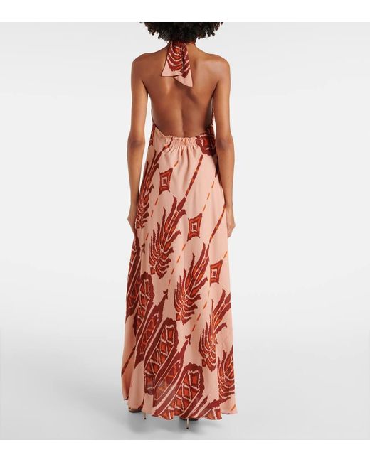 Robe Longue Imprimee En Soie Johanna Ortiz en coloris Red