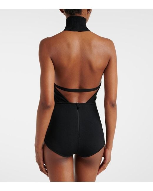 Max Mara Black Apogeo Knitted Turtleneck Bodysuit