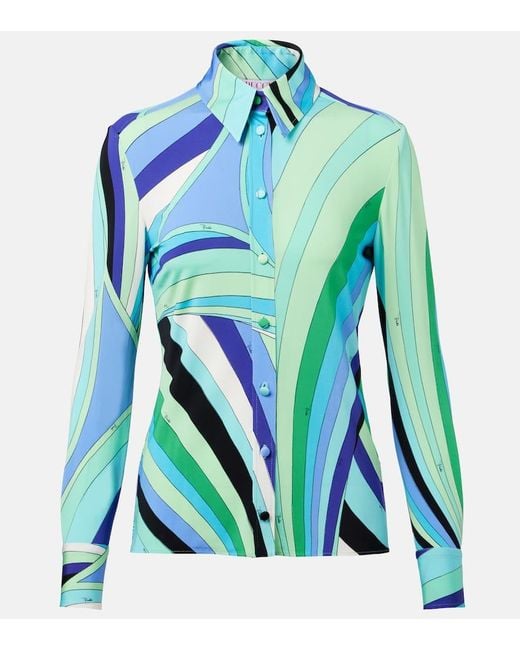 Emilio Pucci Blue Hemd Iride
